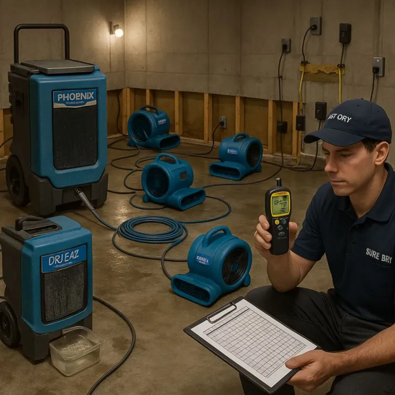 Structural Drying and Dehumidification process in Aubrey, TX